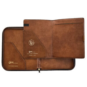 Vintage Portfolio Organizer Brown Leatherette Executive Brief Program AT&T 1983